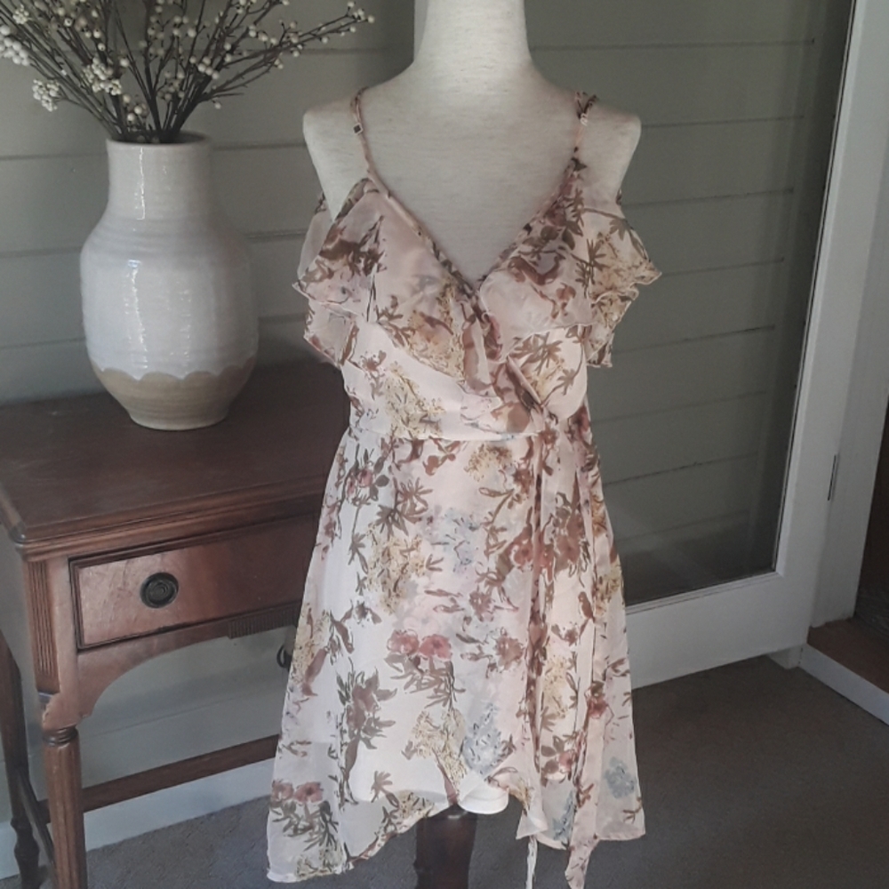 BOG Collection Floral Pink Dress Small